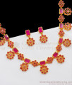 Ravishing Ruby Stone Gold Necklace Combo For Party Wear NCKN2283