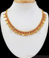 Traditional Kerala Kasu Mala Ruby Stone Gold Necklace NCKN2294