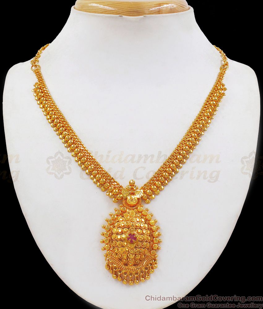 Fancy Ruby Design One Gram Gold Necklace For Party Wear NCKN2301