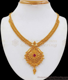Charming Ruby Stone One Gram Gold Necklace Collections NCKN2303