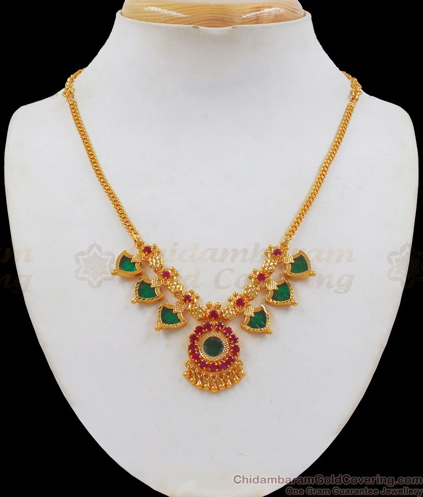 Beautiful Kerala Type Palakka Stone Gold Necklace NCKN2307