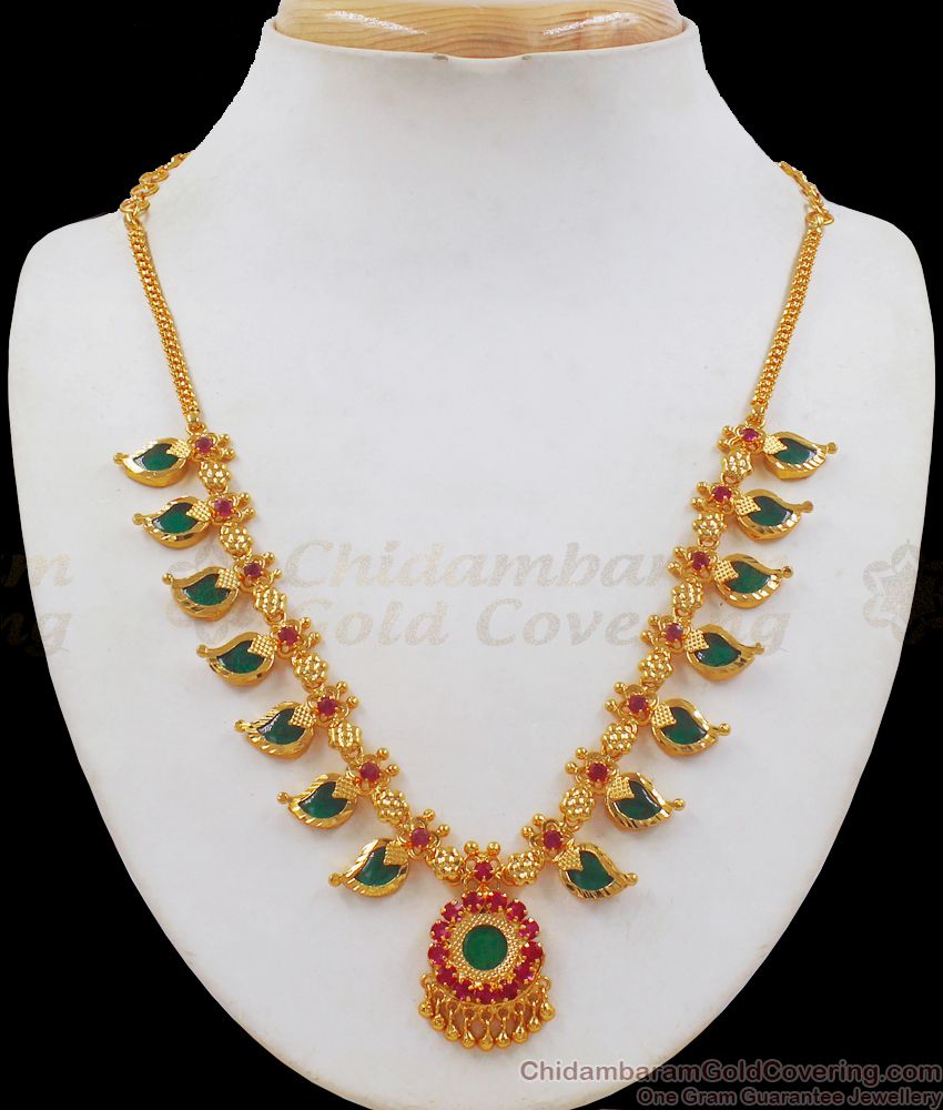 Traditional Mango Design Kerala Gold Palakka Necklace Party Wear NCKN2308