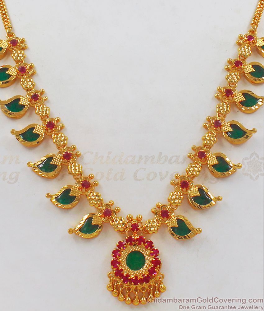 Traditional Mango Design Kerala Gold Palakka Necklace Party Wear NCKN2308