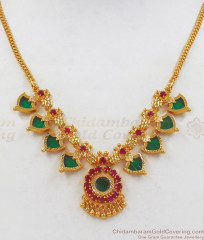 Fabulous Four Petal Palakka Stone Kerala Gold Necklace NCKN2310