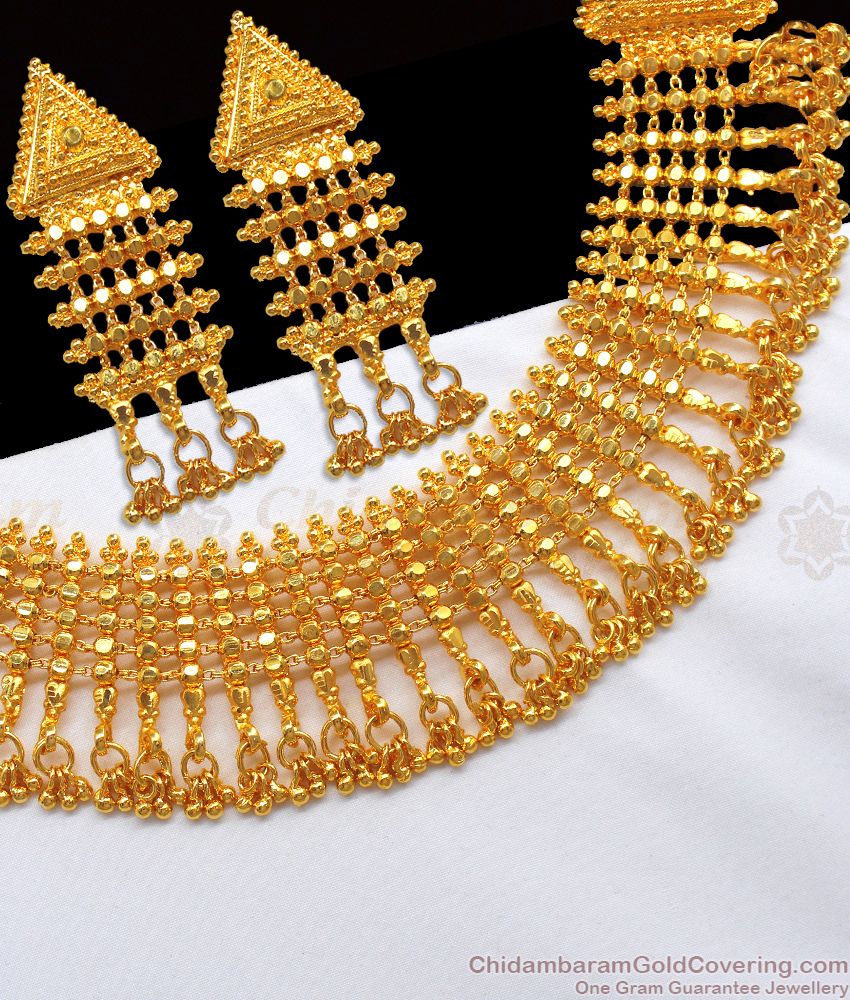 Arabian Bridal Choker Gold Forming Necklace Earrings Combo Designs NCKN2311