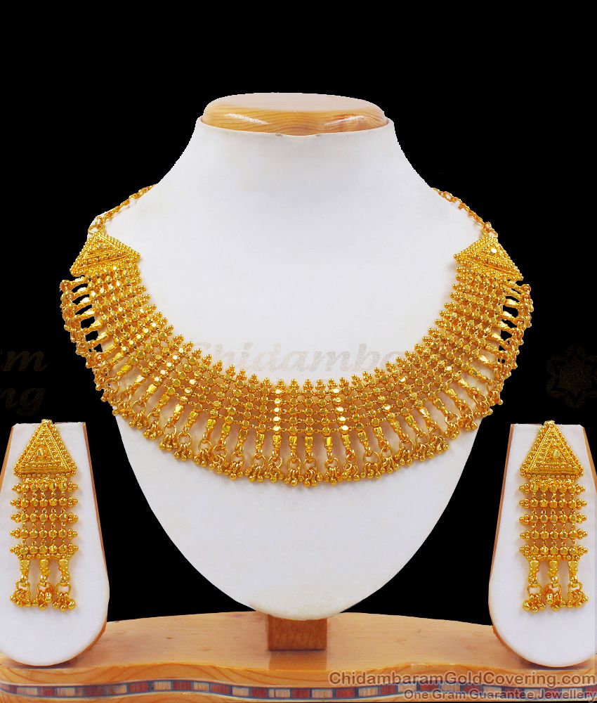Arabian Bridal Choker Gold Forming Necklace Earrings Combo Designs NCKN2311