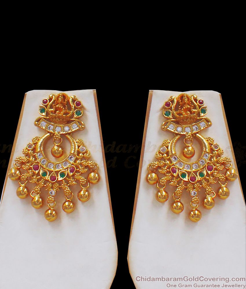 Lakshmi Design Multi Color Stone Gold Necklace Earrings Set NCKN2312