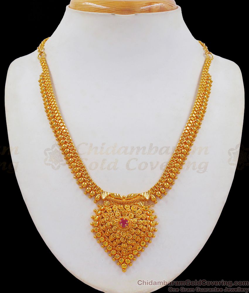 Traditional Heart Design One Gram Gold Necklace NCKN2314