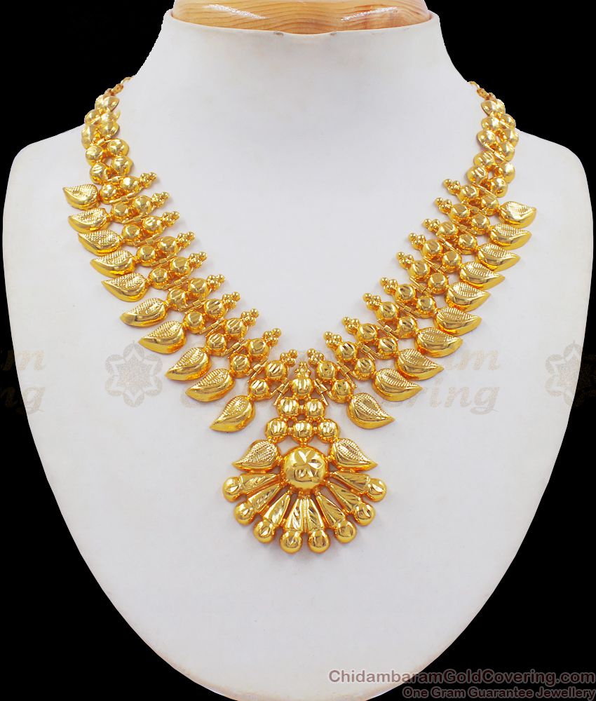 Latest Kerala Design Gold Mango Necklace Traditional Wear NCKN2315