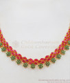 MultiStone Flower Design Gold Ruby Emerald Necklace Shop Online NCKN2316