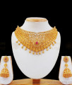 Premium Choker Type Gold Necklace Earrings Combo NCKN2323