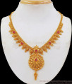 New Model One Gram Gold Necklace With Ruby Stone NCKN2325