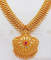 Single Ruby Stone One Gram Gold Necklace Party Wear NCKN2329