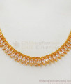 Zircon White Stone Mullai Model Gold Necklace Collections NCKN2333 Zircon White Stone Mullai Model Gold Necklace Collections NCKN2333