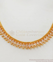 Zircon White Stone Mullai Model Gold Necklace Collections NCKN2333