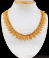 One Gram Gold Leaf Pattern Ruby Stone Necklace Designs NCKN2336