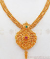 Attractive Ruby Flower Dollar Gold Necklace Shop Online NCKN2351