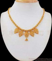 Five Leaf Petals Gold Necklace Small Balls Daily Wear NCKN2357