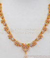 Pretty Looking Gold Necklace Flower Design Diamond Stones NCKN2358