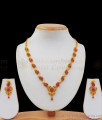 Ruby Stone Flower Pattern Gold Necklace Earrings Combo NCKN2360