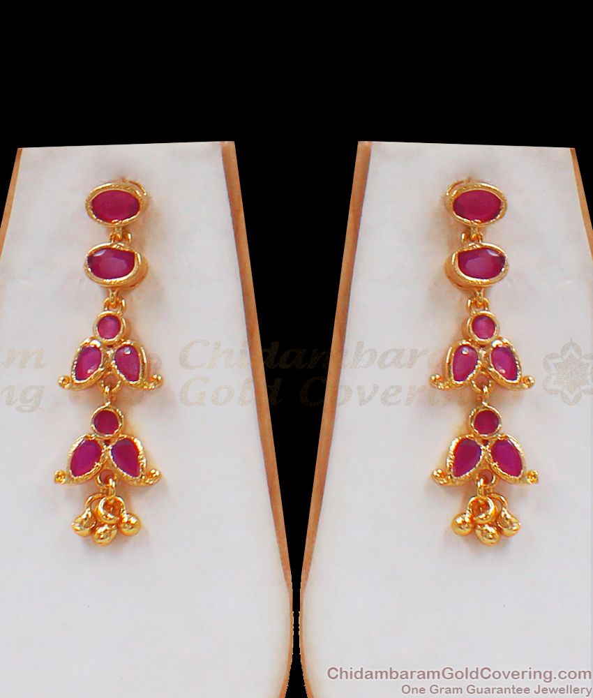 Fabulous Full Ruby Stone Gold Necklace Earring Combo NCKN2363