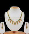 Full Green Emerald Stone Gold Necklace Earring Combo NCKN2364