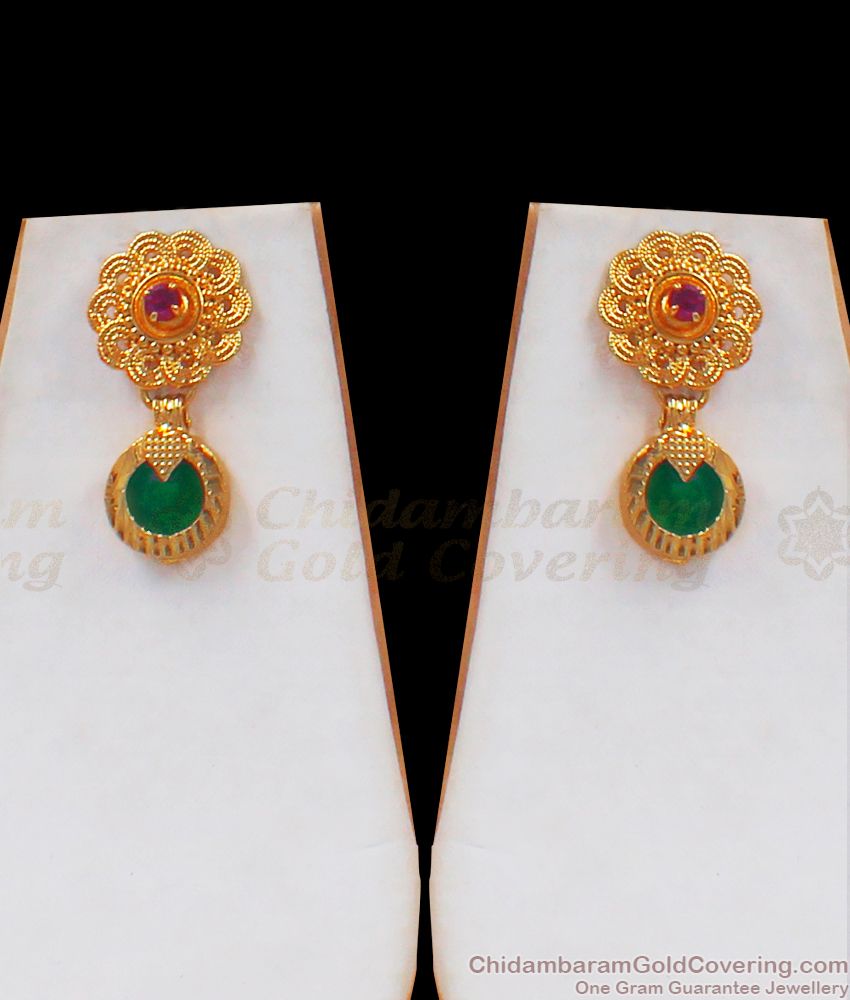 Fascinating Green Palakka Gold Kerala Necklace Earrings Combo NCKN2365