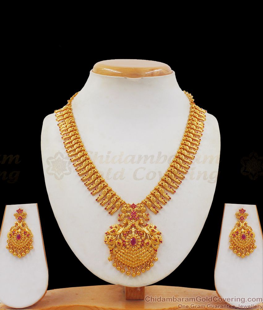 Unique Peacock One Gram Gold Necklace Earrings Combo NCKN2366