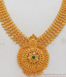 Grand Gold Necklace Big Dollar Emerald Stone NCKN2374