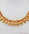 Artistic One Gram Gold Necklace leaf Design Ruby Stone NCKN2381