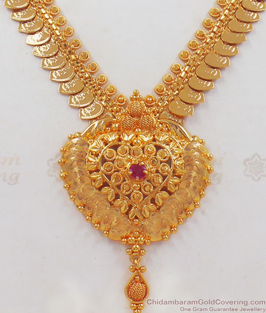 Goddess Lakshmi Kasu Malai Gold Necklace South Indian Jewelry NCKN2385