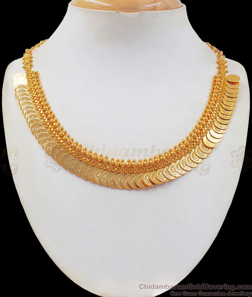One Gram Gold Plated Lakshmi Kasu Malai Necklace Shop Online NCKN2386