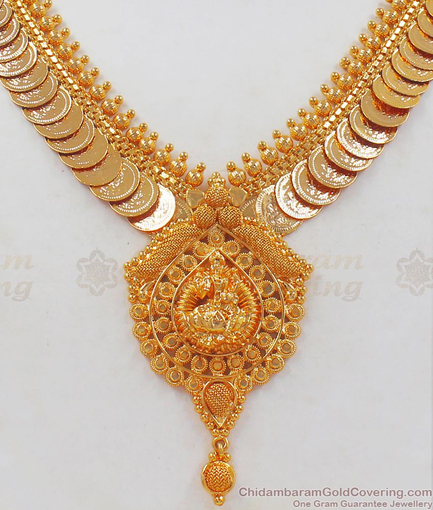 Traditional Gold Kasumalai Necklace Lakshmi Dollar Design NCKN2388