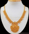 Mango Design Kerala Gold Necklace Ruby Stone Imitation Jewelry NCKN2392