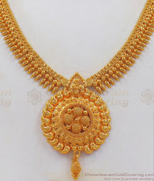 Kerala Mullaipoo Design Gold Necklace Net Pattern Imitation Jewelry NCKN2395 Kerala Mullaipoo Design Gold Necklace Net Pattern Imitation Jewelry NCKN2395