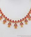 Fabulous Ruby Emerald Kemp Stone Gold Necklace Earring Combo NCKN2402