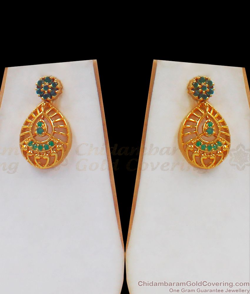 Attractive Emerald Stone Gold Necklace Earring Combo NCKN2403