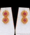 One Gram Gold Flower Design Ruby Stone Necklace Earring Combo NCKN2404
