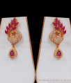 Unique Peacock Ruby White Stone Necklace Earrings Combo NCKN2407