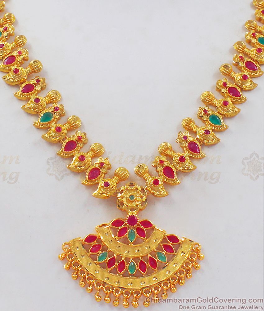 Forming Two Gram Gold Necklace Earrings Combo Bridal Wear NCKN2408