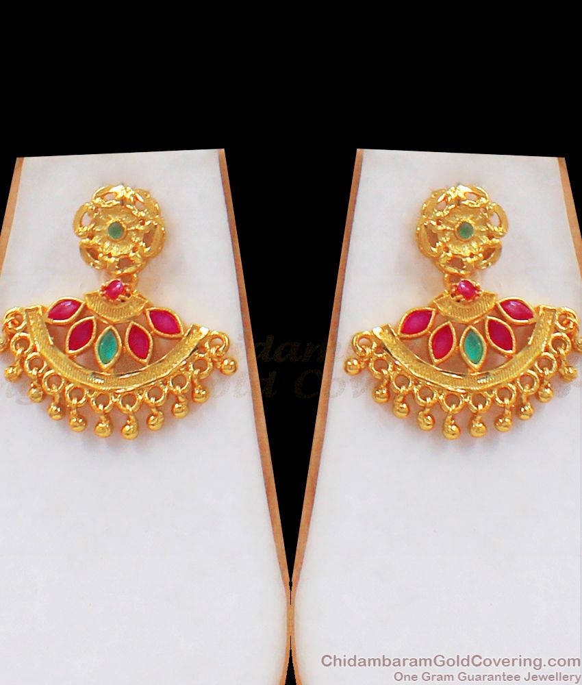 Forming Two Gram Gold Necklace Earrings Combo Bridal Wear NCKN2408