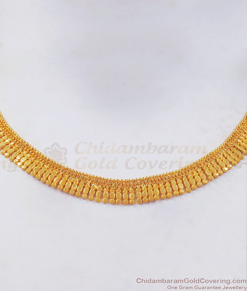 Mini Choker Design Forming Two Gram Gold Necklace Earring Combo NCKN2411