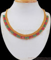 Full Ruby Green Stone Mullai Design Gold Necklace NCKN2415