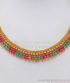 Full Ruby Green Stone Mullai Design Gold Necklace NCKN2415