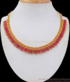 Full Ruby Stone Mullai Gold Necklace Womens Fashion NCKN2416