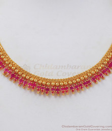 Full Ruby Stone Mullai Gold Necklace Womens Fashion NCKN2416 Full Ruby Stone Mullai Gold Necklace Womens Fashion NCKN2416