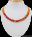 Full Ruby Stone Net Pattern Gold Necklace Bridal Wear NCKN2417