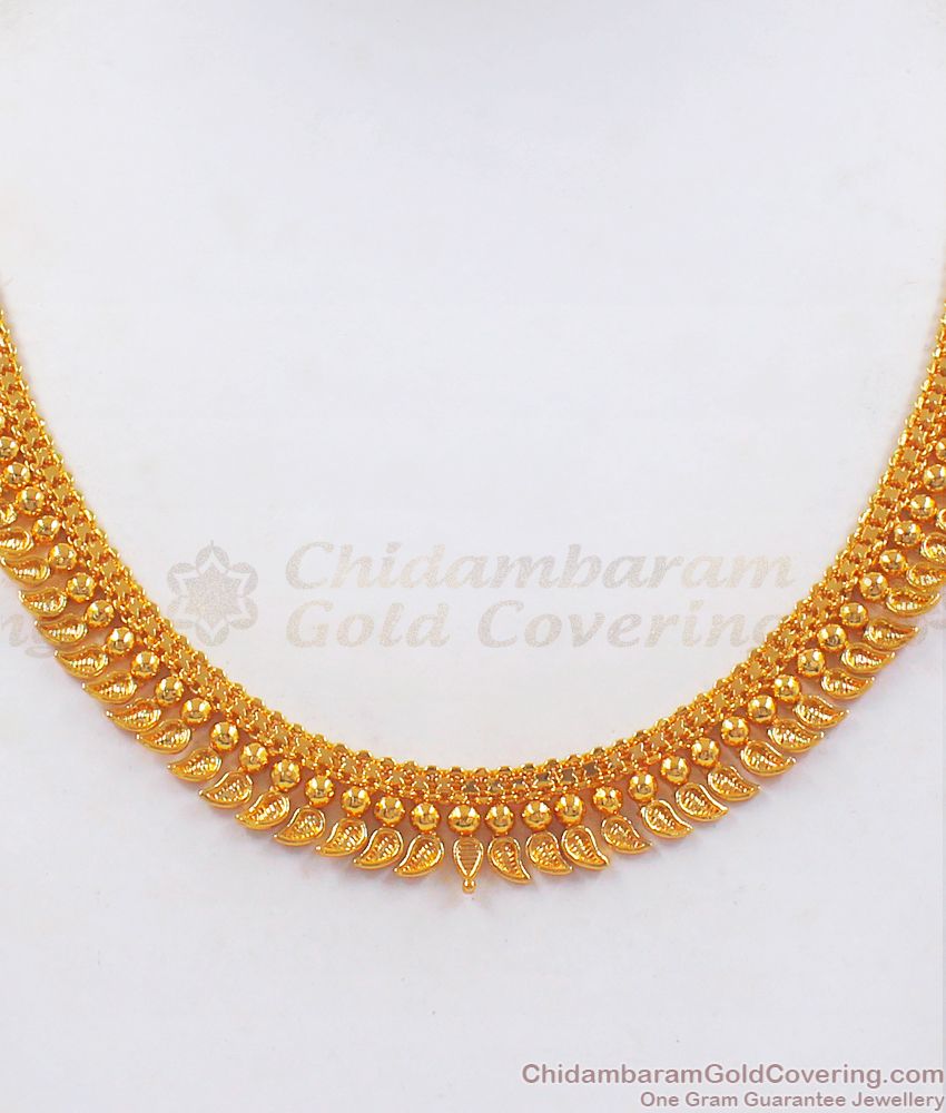 Two Gram Gold Pattern Necklace Earring Combo Bridal Wear NCKN2419