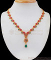 Semi Precious Ruby Emerald Green Red Stone Gold Necklace NCKN2425