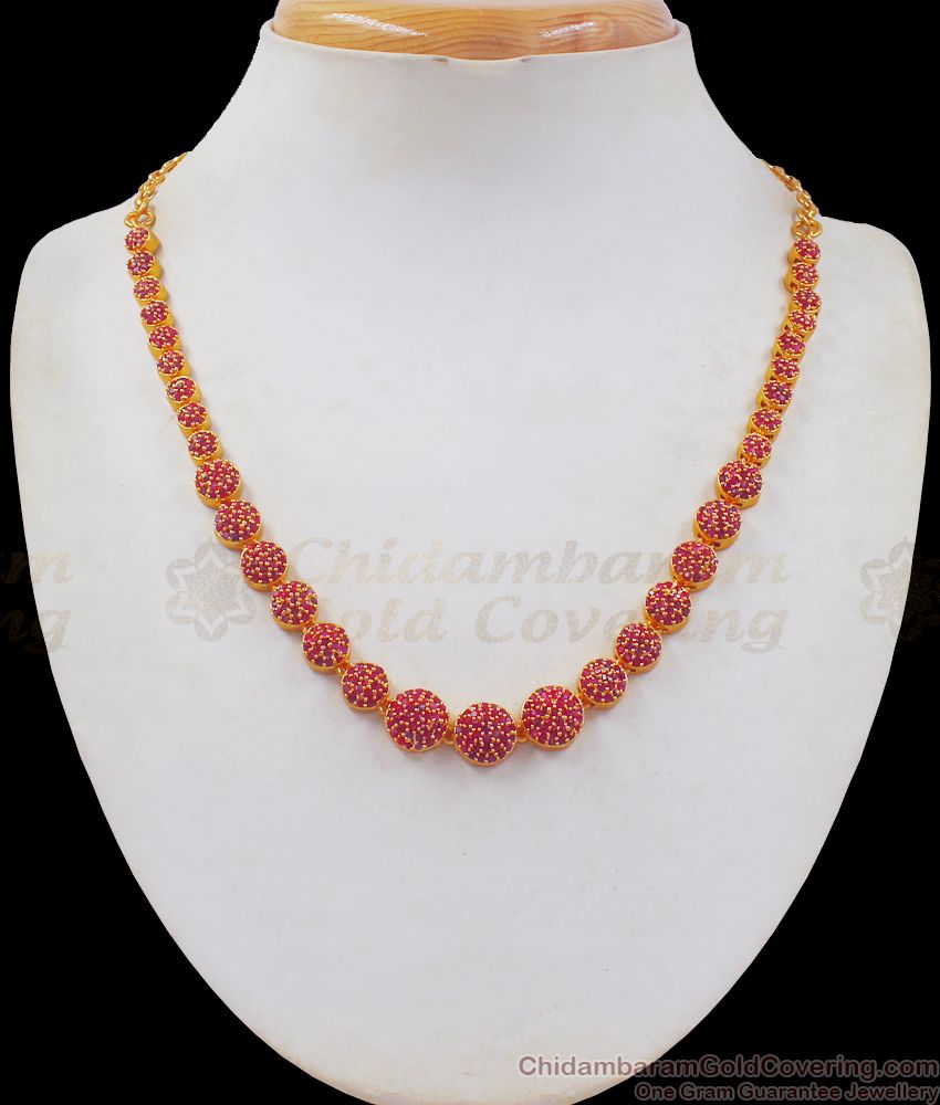 Full Ruby Semi Ball Gold Necklace Gati Stone NCKN2426